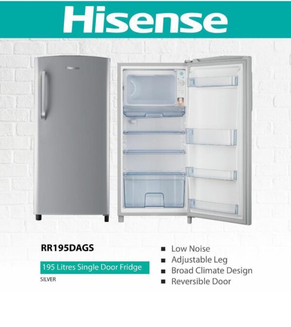 Hisense 195 Litres Compact Single Door Refrigerator - Silver