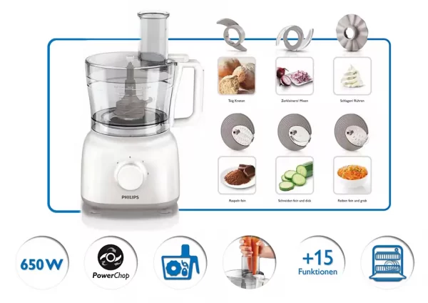 Philips Daily Collection Food Processor + 15 Functions – HR7627, 650W - Image 3