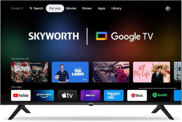 Skyworth 55-Inch 4K UHD Smart TV, UE7600 Series Google TV with Dolby Audio, Bluetooth Remote, Voice Control Google Assistant, Google Cast, Bezel-Less Design, Ultra-Slim, Streaming Television Roll over image to zoom in Skyworth 55-Inch 4K UHD Smart TV