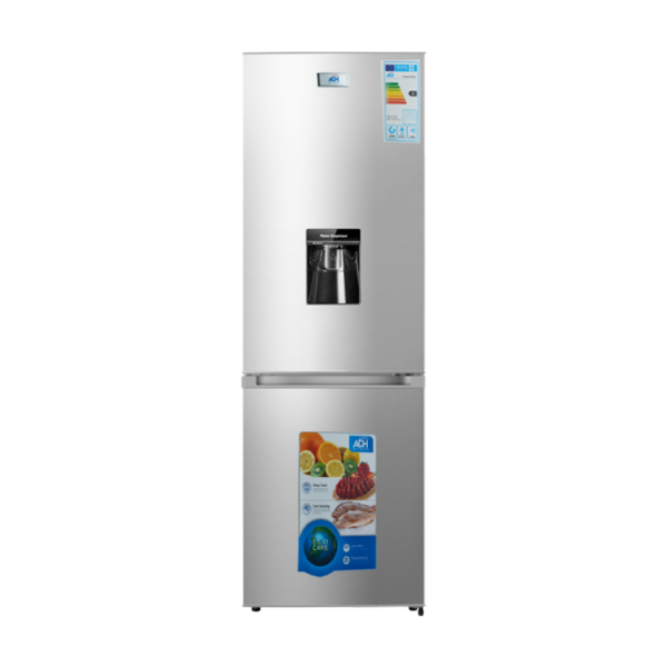 ADH 368L Double Door Bottom Freezer With Water Dispenser Fridge – Silver