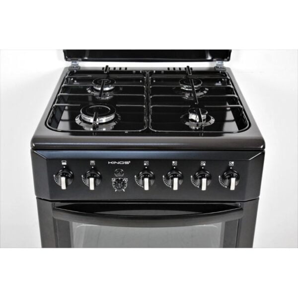 Kings 4 Gas Standing cooker 50x50cm Full Gas - Black - Image 4