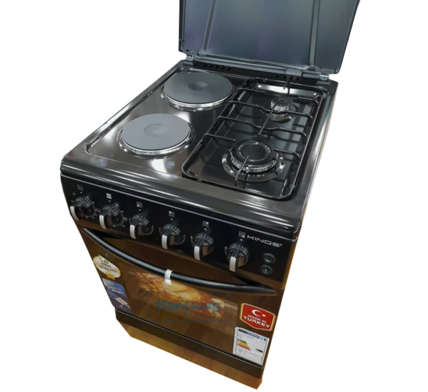 Kings 2 gas + 2 electric cooker 60X50cm with Electric Oven - Black