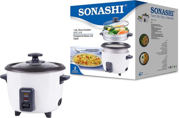 Sonashi 1.8L Rice Cooker With Steamer SRC-318 - Image 5