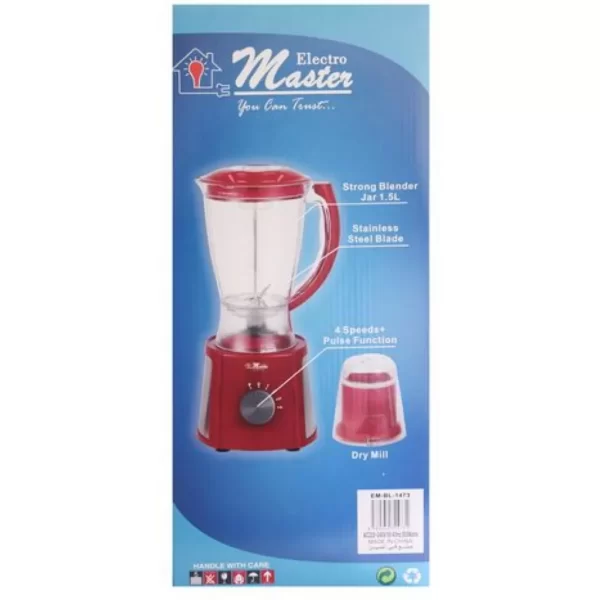 Electro Master 1.5L Unbreakable Jar Blender with copper motor | EM-BL-1473 - Image 2