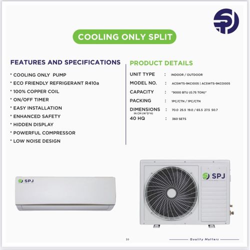 Buy Spj 9000 Btu Wall Split Air Conditioner R410a Dombelo Ug 0022