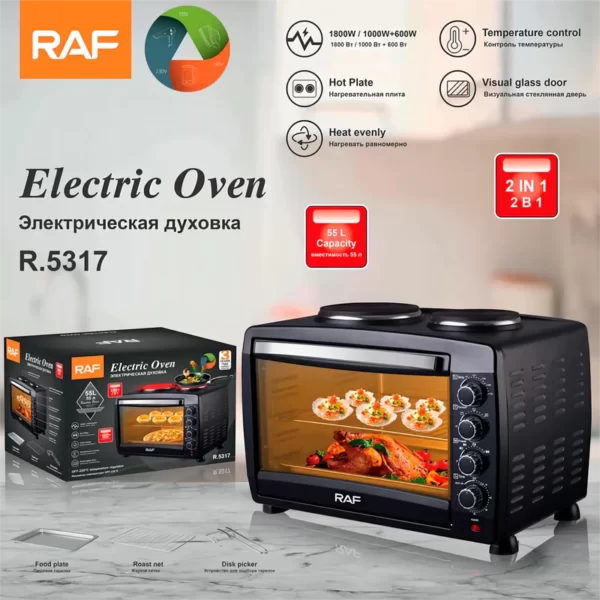 RAF 55 Litres Electric Oven with 2 Hotplates | R.5317