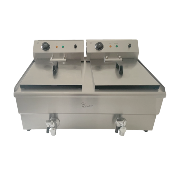 Commercial Electric Double Deep Fryer - Dual Drain