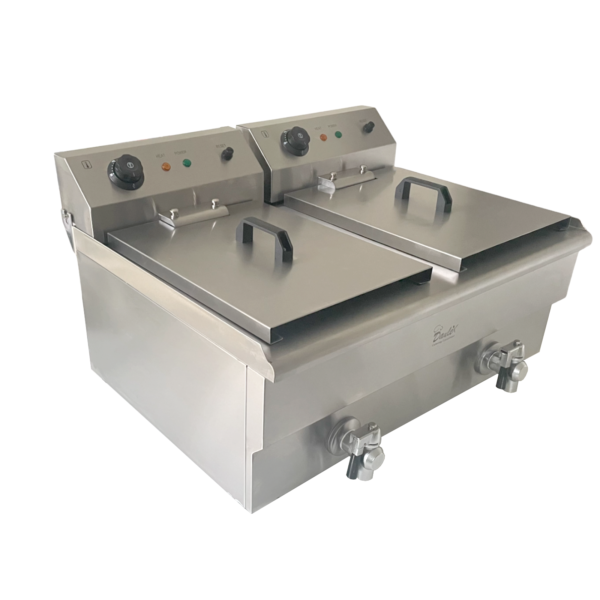 Commercial Electric Double Deep Fryer - Dual Drain