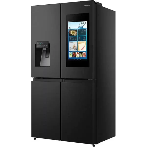 Hisense 680 Litres Multi-Door Smart Fridge RC-68WC4SB; Touch Screen + Ice Maker + Water Dispenser, Frost Free Refrigerator – Black.