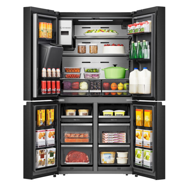 Hisense 680 Litres Multi-Door Smart Fridge RC-68WC4SB; Touch Screen + Ice Maker + Water Dispenser, Frost Free Refrigerator – Black.