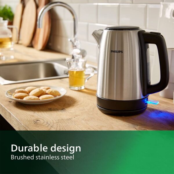 Philips Domestic Appliances Electric Kettle – 1.7L Capacity with Spring Lid and Indicator Light, Stainless Steel, Silver