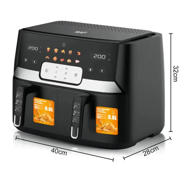 RAF 12 Litres Digital Air Fryer With 2 Independent Baskets | R5272