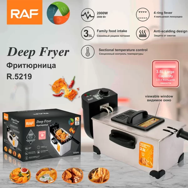 RAF 3.5 Litres Electric Stainless Steel Deep Fryer 2000W | R5299