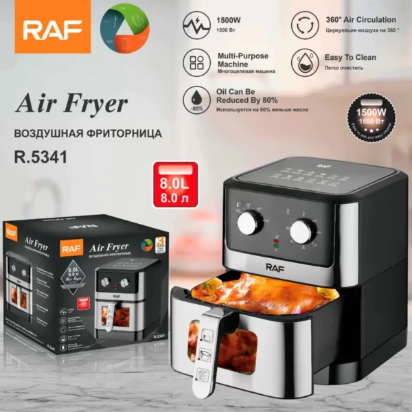 RAF 8L Easy-to-Use Digital Air Fryer – Black