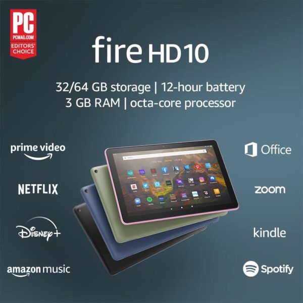 Amazon Fire HD 10 tablet, 10.1", 1080p Full HD, 32 GB RAM- 3GM ROM, latest model