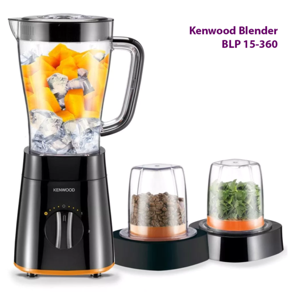 Kenwood Blender 500W Smoothie Blender/Smoothie Maker 1.5L With Multi Mill (Grinder/Chopper), Ice Crush Function Blp15.150Bk Black