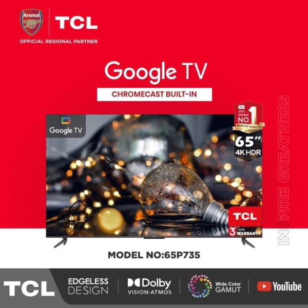 TCL 65 inch 4K HDR Smart Android Google TV | 65P735