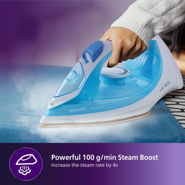 Philips Steam Iron GC1028/20 – 2000-watt, From World’s No.1 Ironing Brand*, Golden non-stick soleplate, Steam Rate of up to 25 g/min, Drip Stop Technology