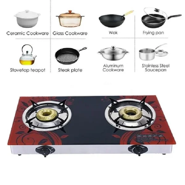 Pixel Double Burner Glass Gas Stove