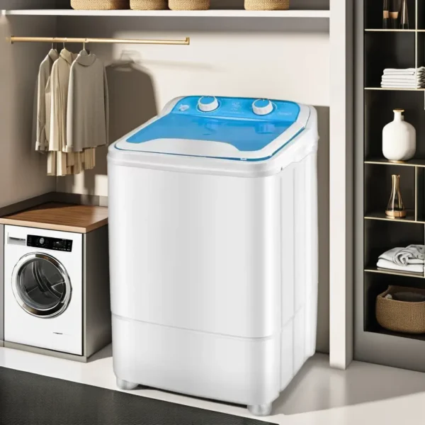 Willy 8kg Single Tub Mini Semi Automatic Washing Machine with Drain Basket & Shoe Brush